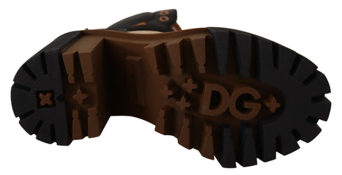 Dolce & Gabbana Black Leather Short Boots Brown Shoes